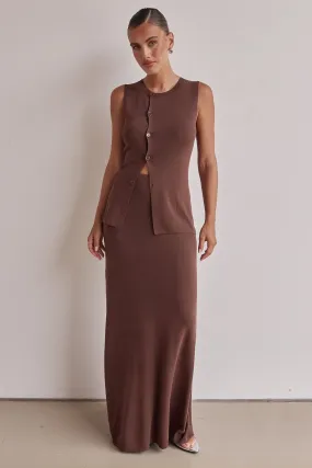 Silas Knit Maxi Skirt (Chocolate)