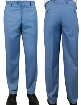 SLIM FIT FLAT FRONT DRESS PANTS, SUPER 150'S ITALIAN FABRIC | PL-100-Steelblue