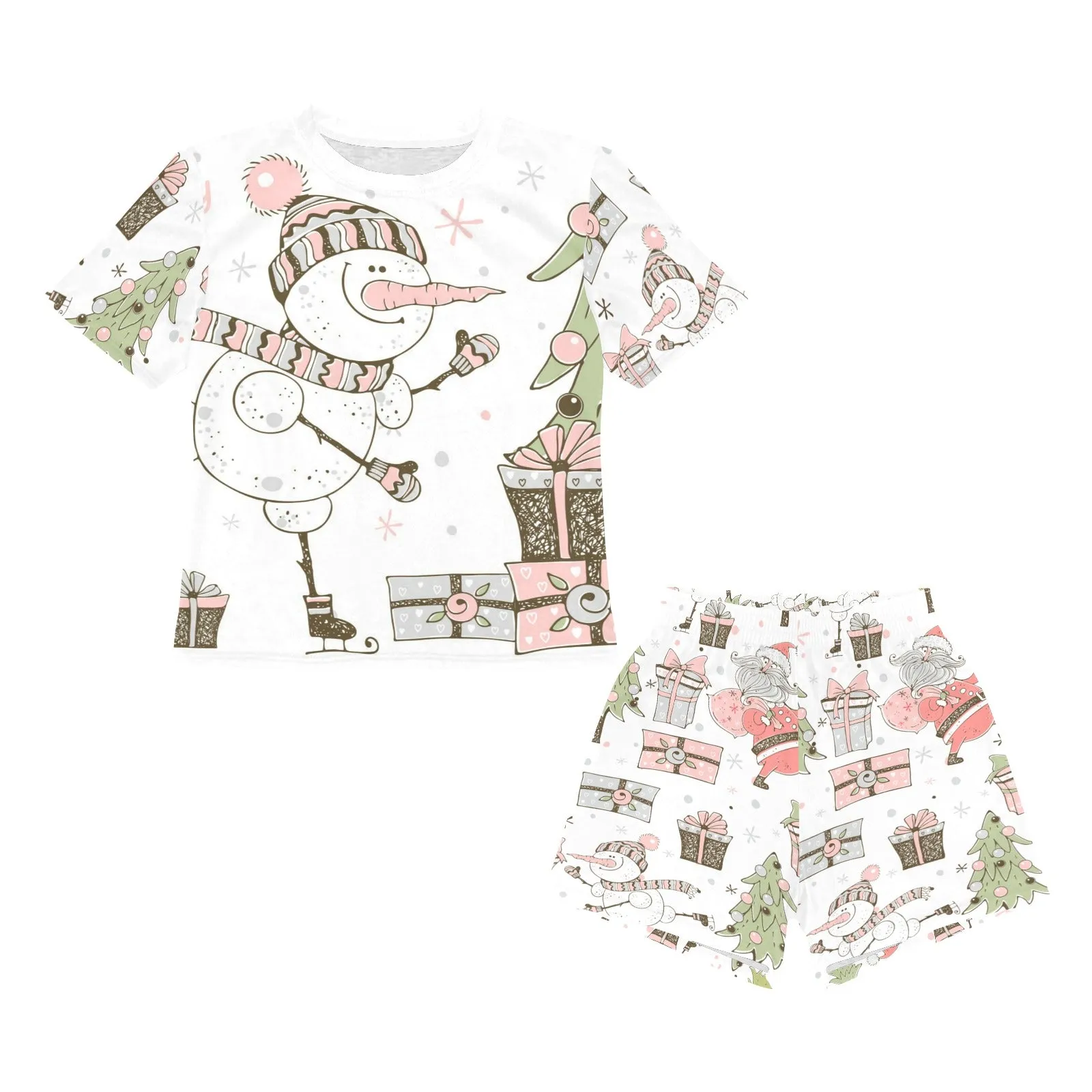 Snowman Whimsical Christmas Matching Shirt and Short Sets