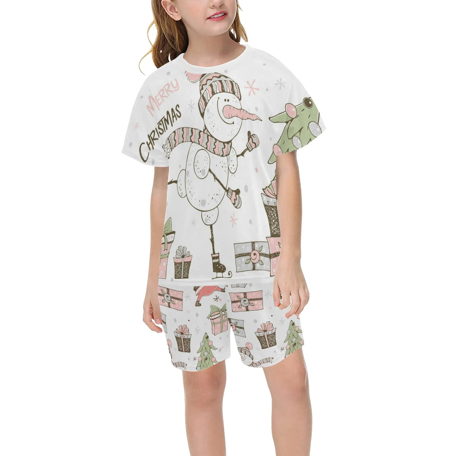 Snowman Whimsical Christmas Matching Shirt and Short Sets