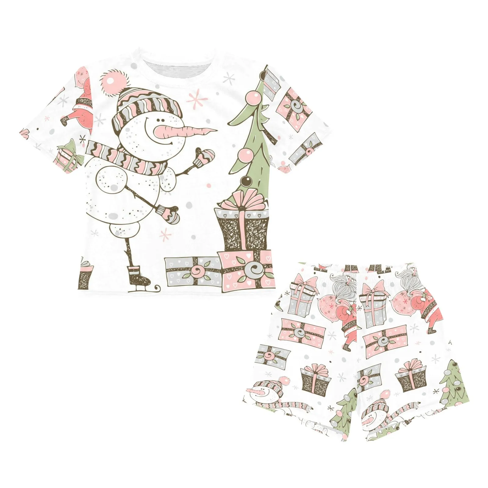 Snowman Whimsical Christmas Matching Shirt and Short Sets