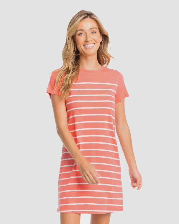 Southern Tide Delilah Sunkist Coral T Shirt Dress