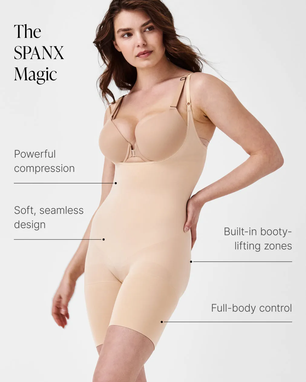 SPANXsculpt™ Seamless Power Open-Bust Mid-Thigh Bodysuit