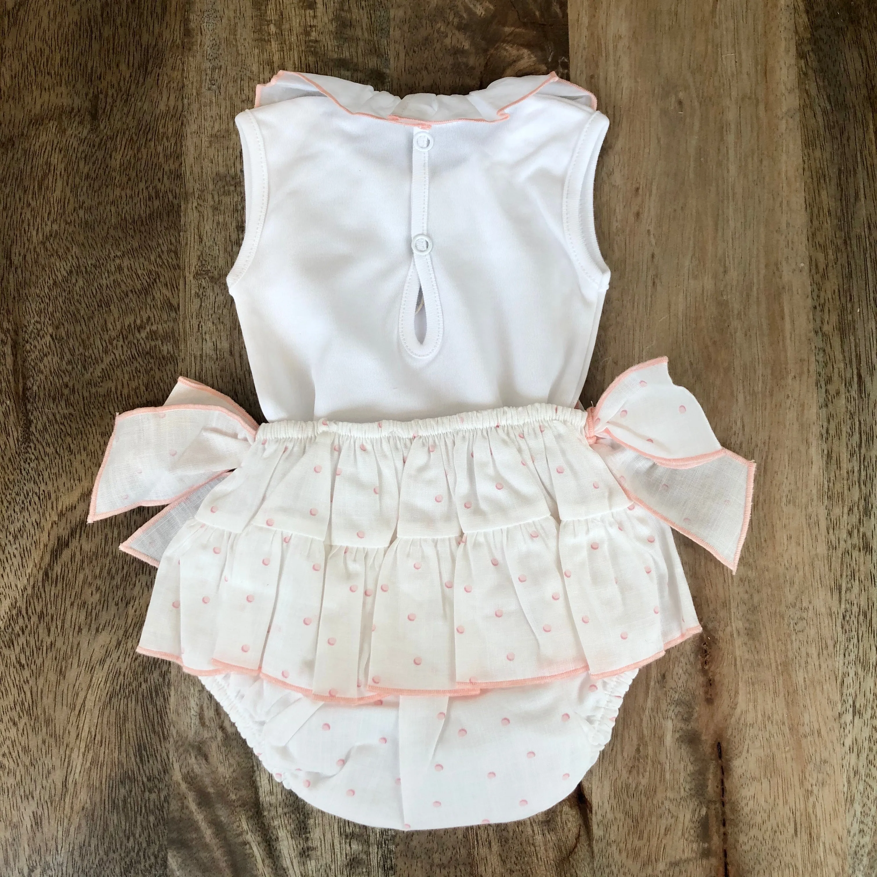 SS20 Baby Gi Baby Girls Ivory & Peach Bubbles Jam Pants Set