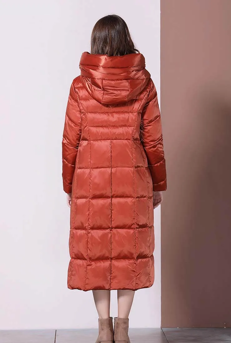 Stand Collar Loose Shape Light Down Puffer Long Coat