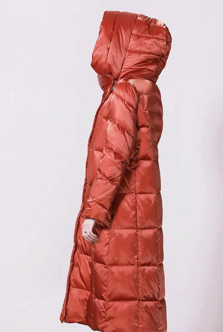 Stand Collar Loose Shape Light Down Puffer Long Coat