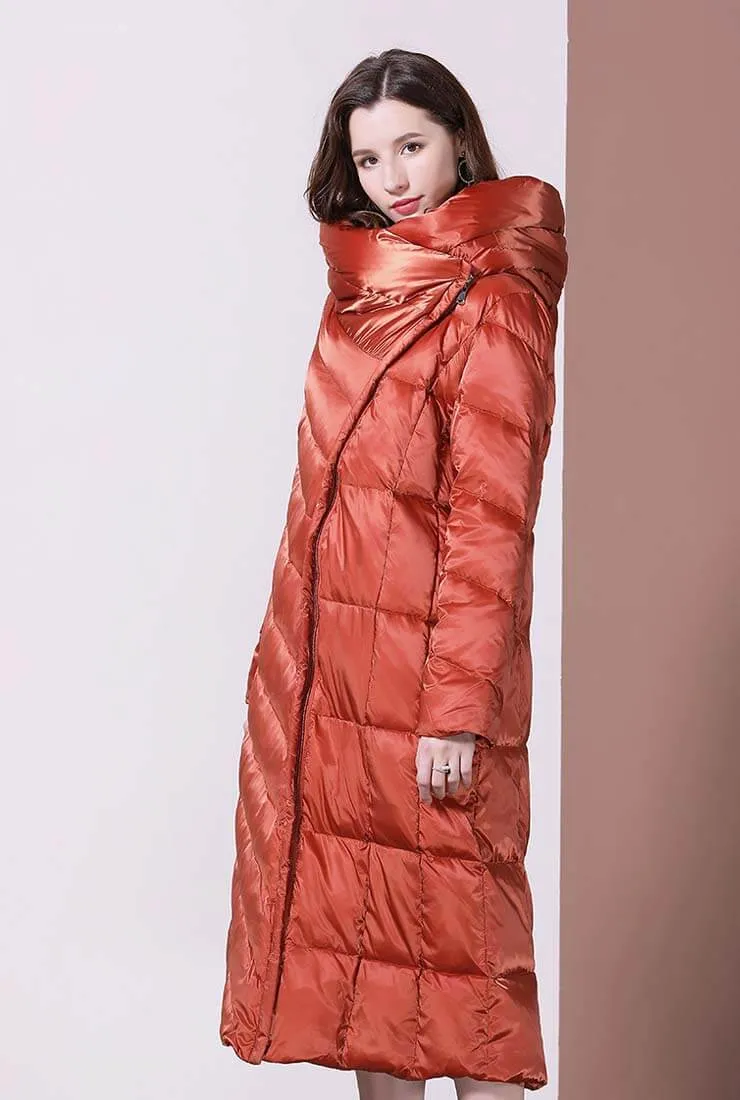 Stand Collar Loose Shape Light Down Puffer Long Coat