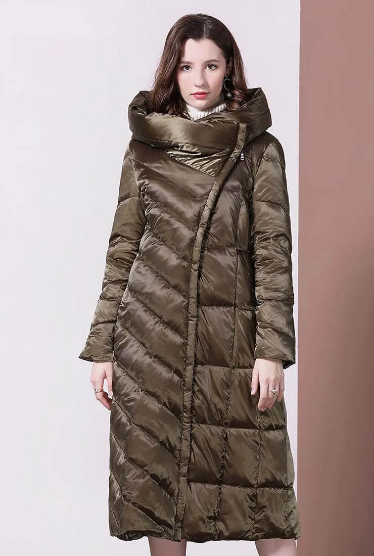 Stand Collar Loose Shape Light Down Puffer Long Coat