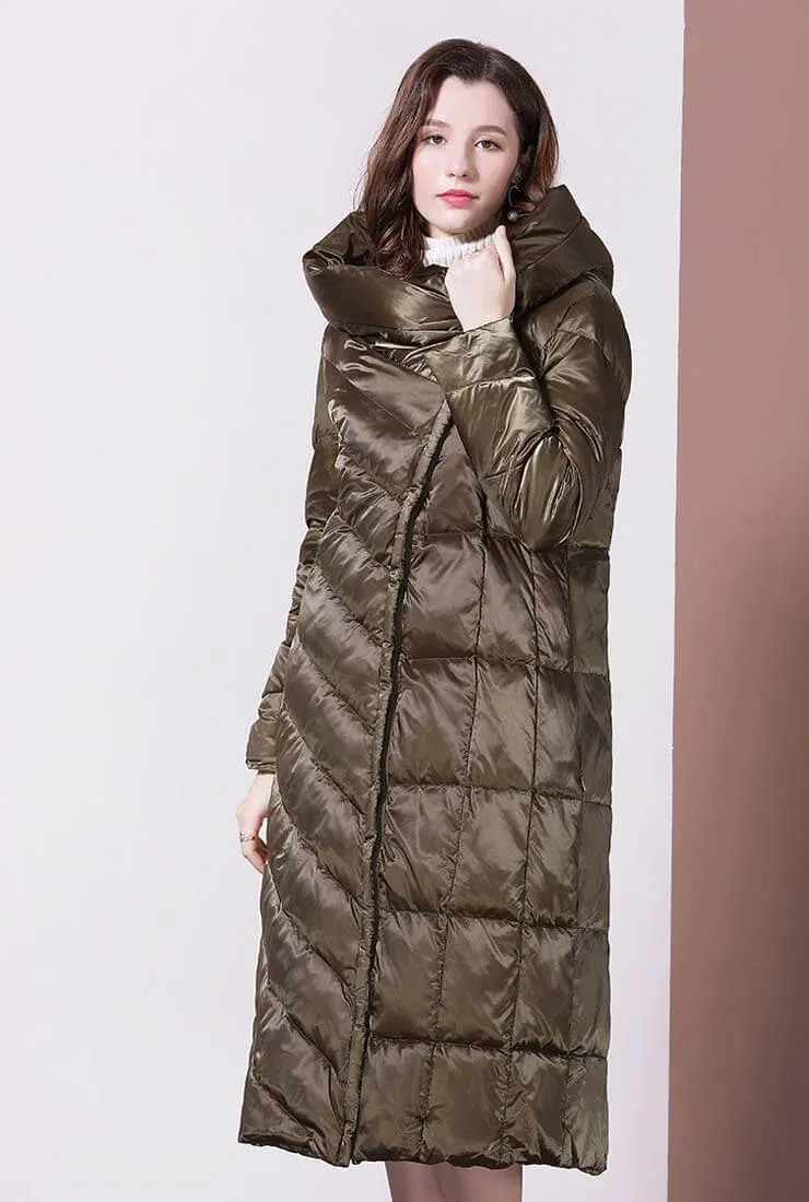 Stand Collar Loose Shape Light Down Puffer Long Coat