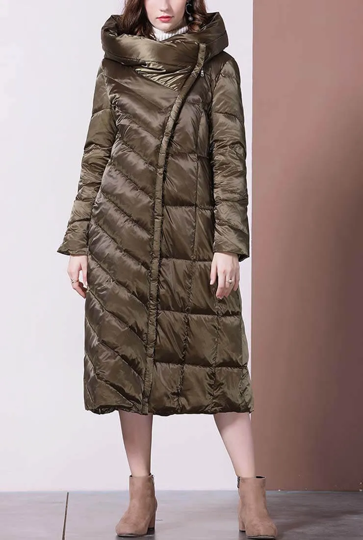 Stand Collar Loose Shape Light Down Puffer Long Coat