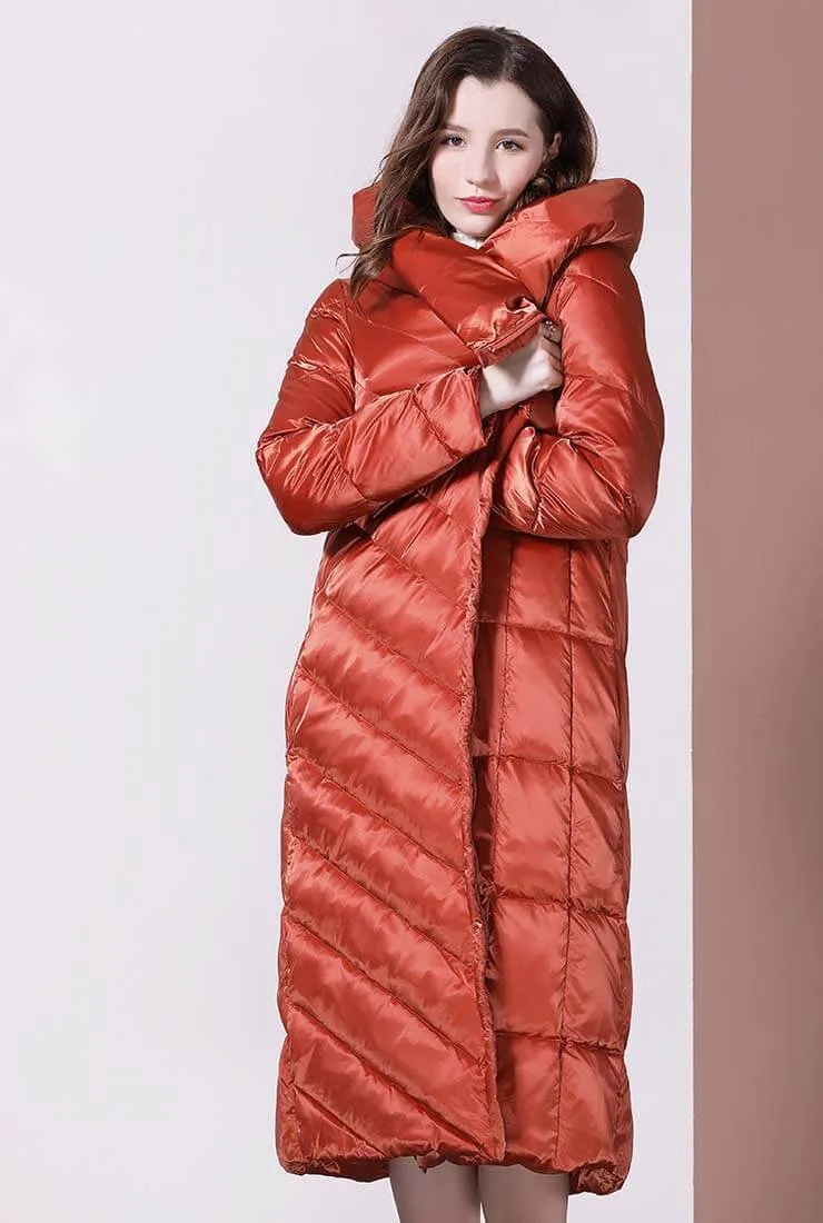 Stand Collar Loose Shape Light Down Puffer Long Coat