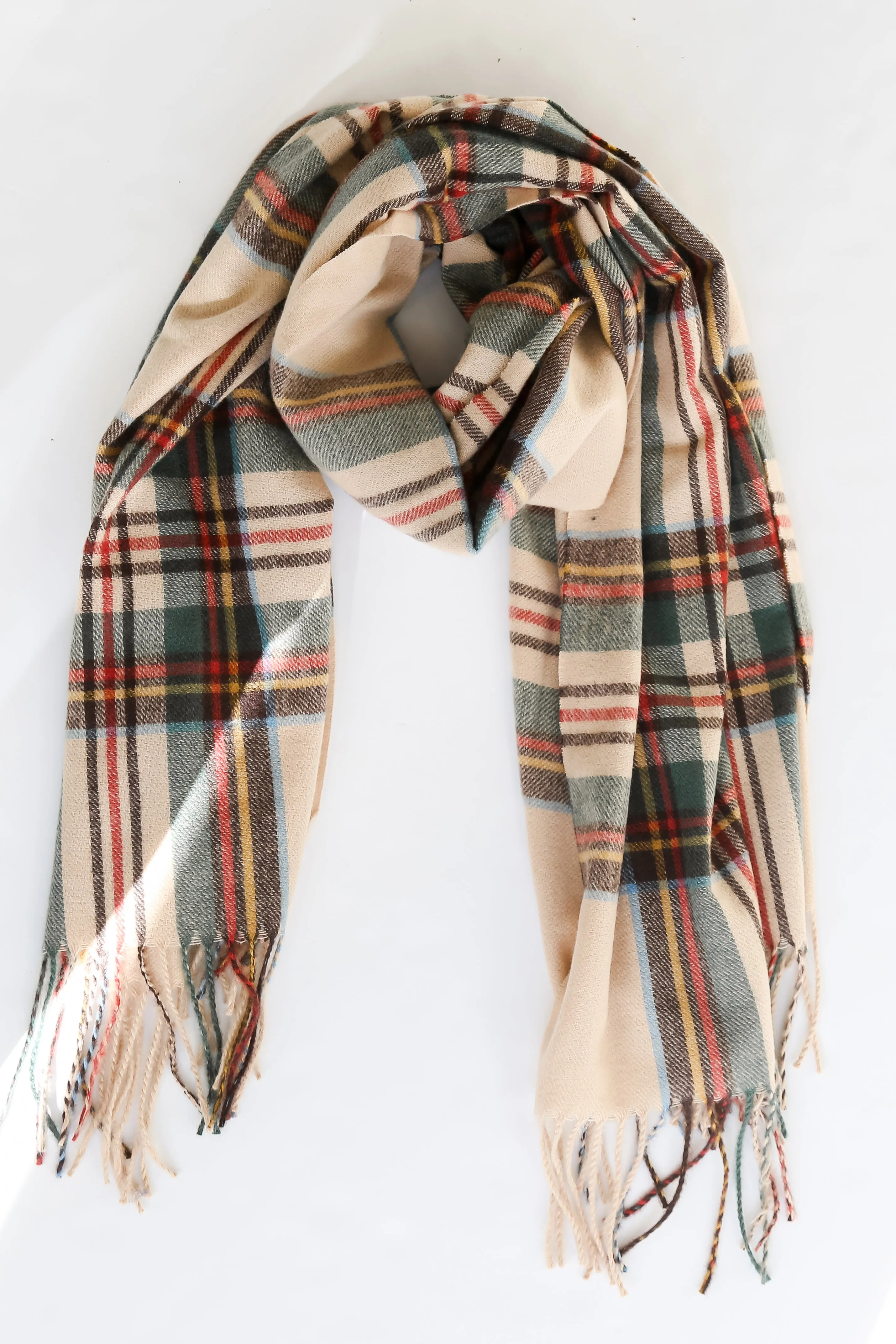 Sweet And Cozy Plaid Fringe Scarf