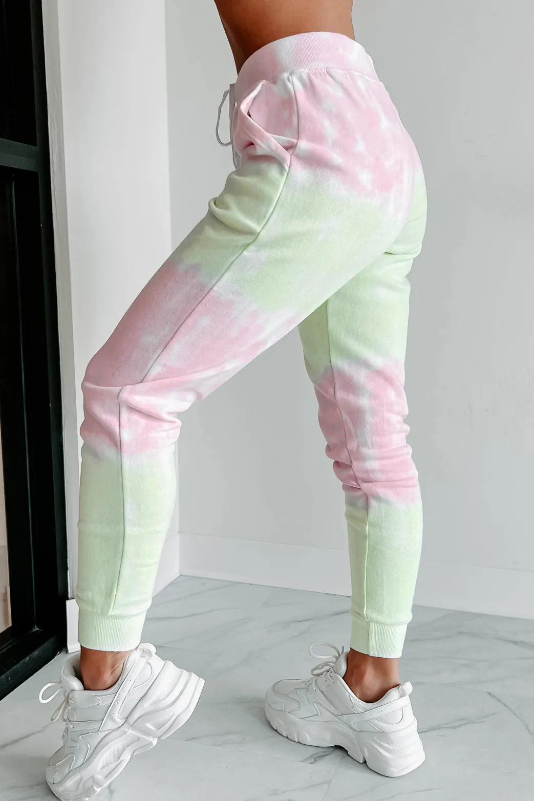 Sweet Like Watermelon Tie-Dye Print Hoodie & Jogger Set (Green/Pink)