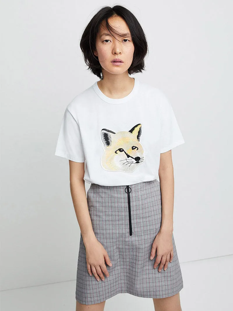 TEE-SHIRT PASTEL FOX HEAD EMBROIDERY