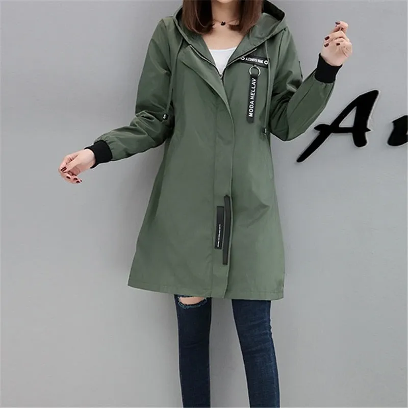 Trench Coat with Hoodie for women