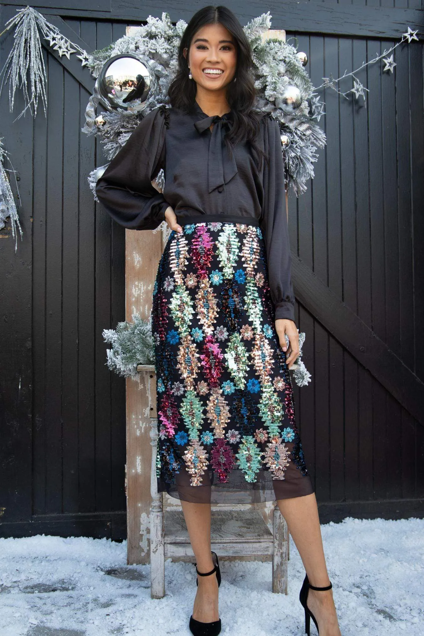 Tribal Shine Midi Skirt