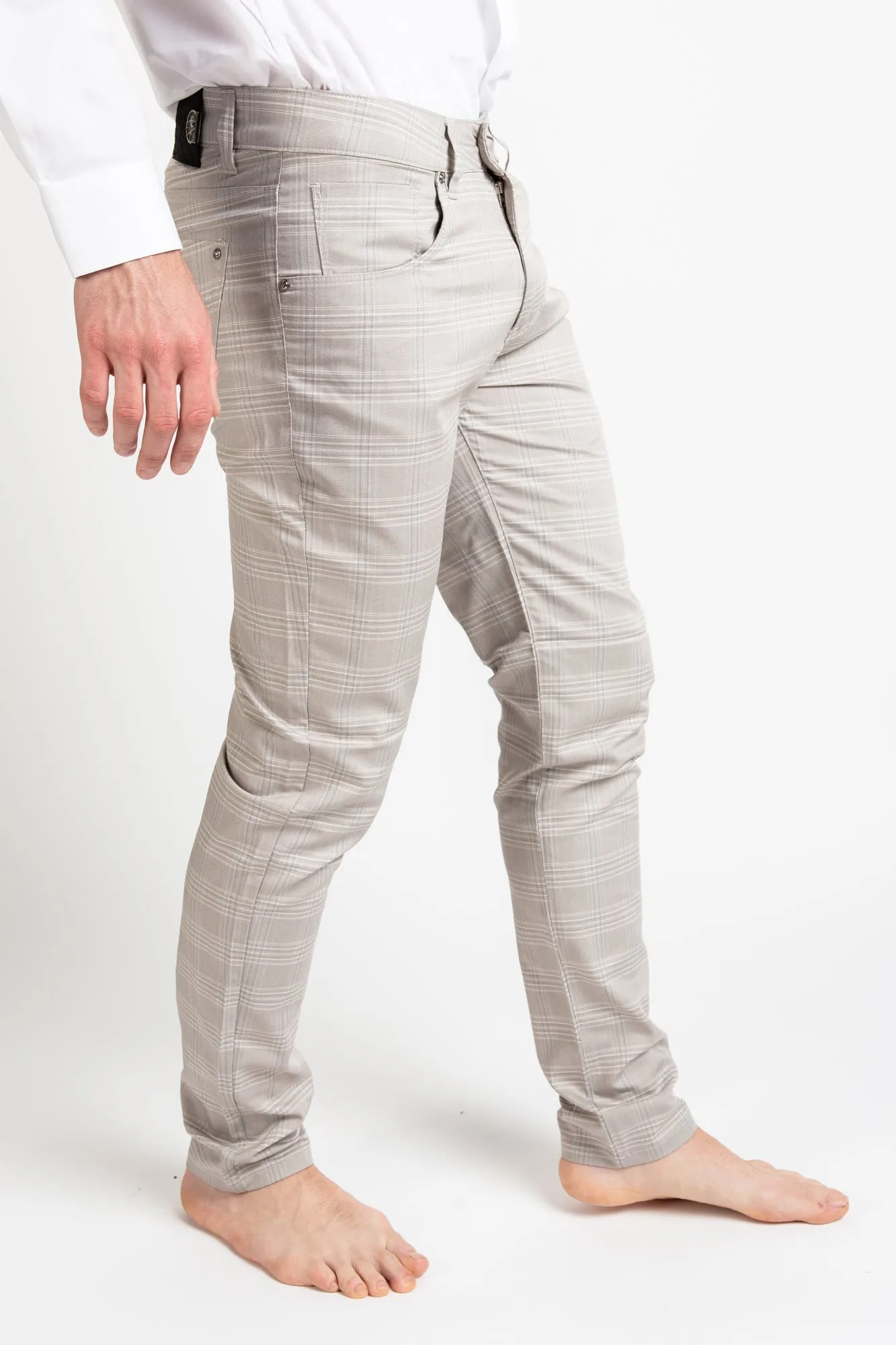 Trousers  - Checkered Beige