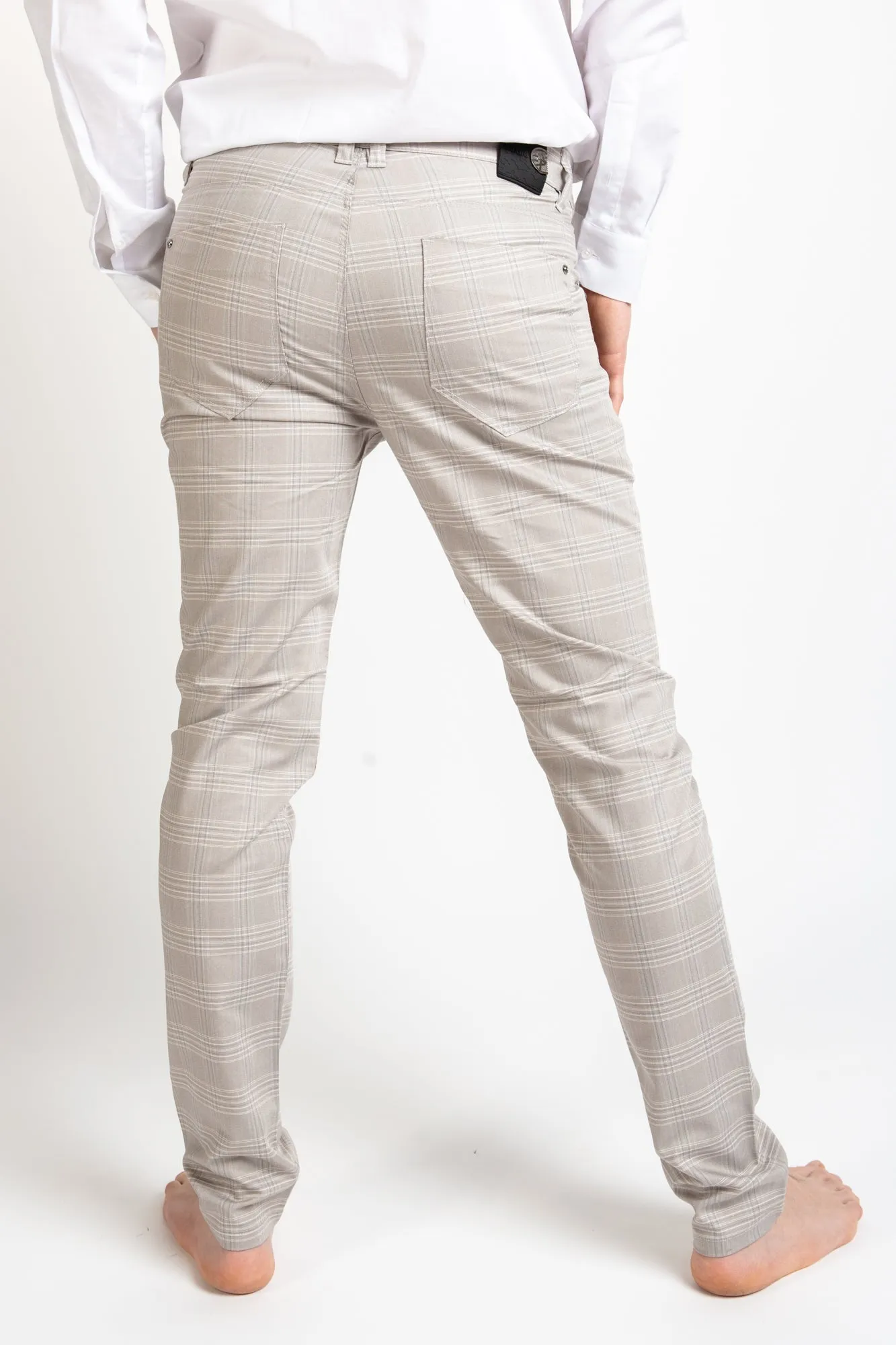 Trousers  - Checkered Beige