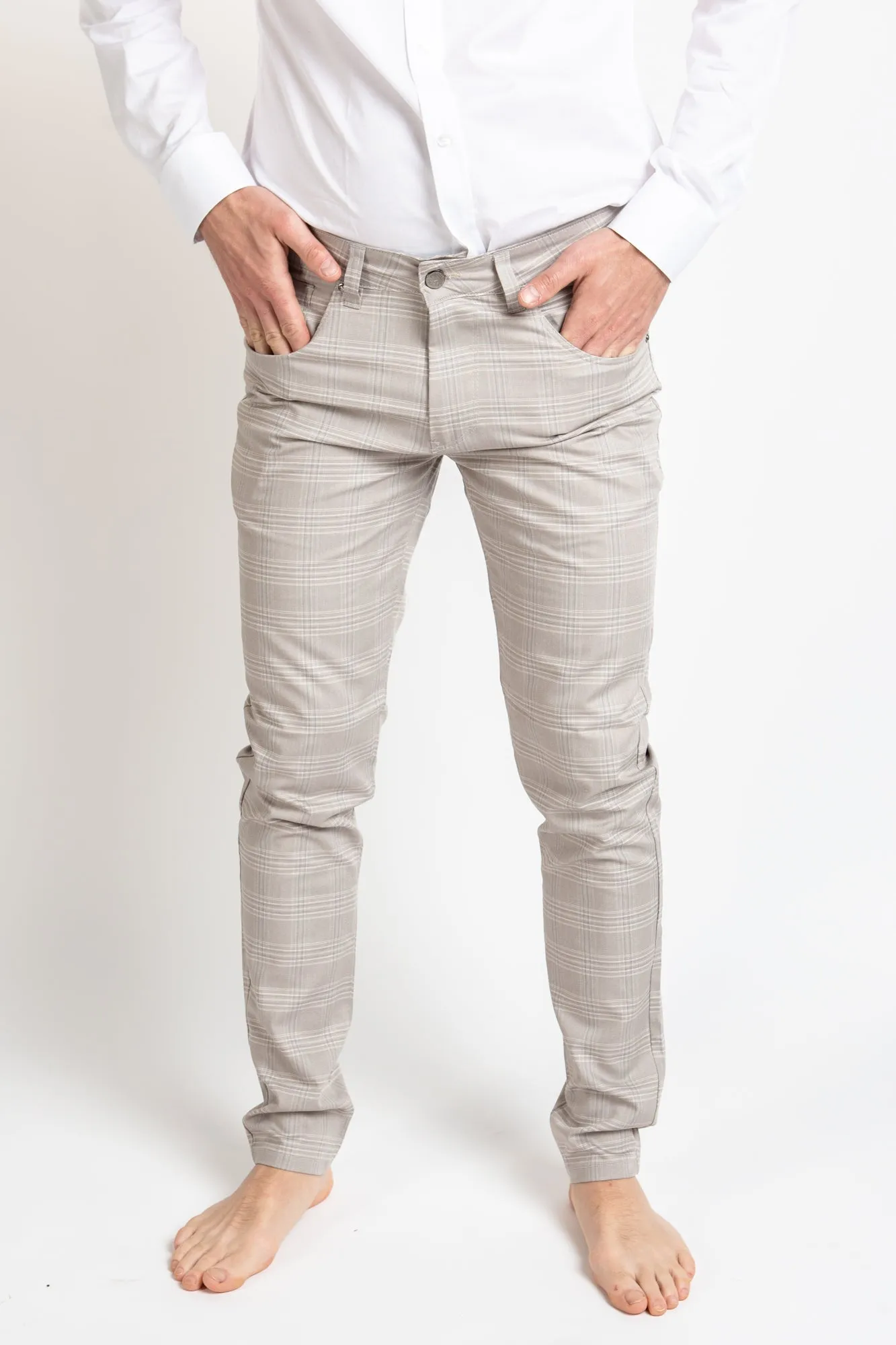 Trousers  - Checkered Beige