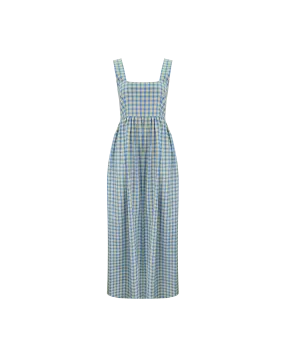 TULIP MAXI DRESS BLUE YELLOW CHECK