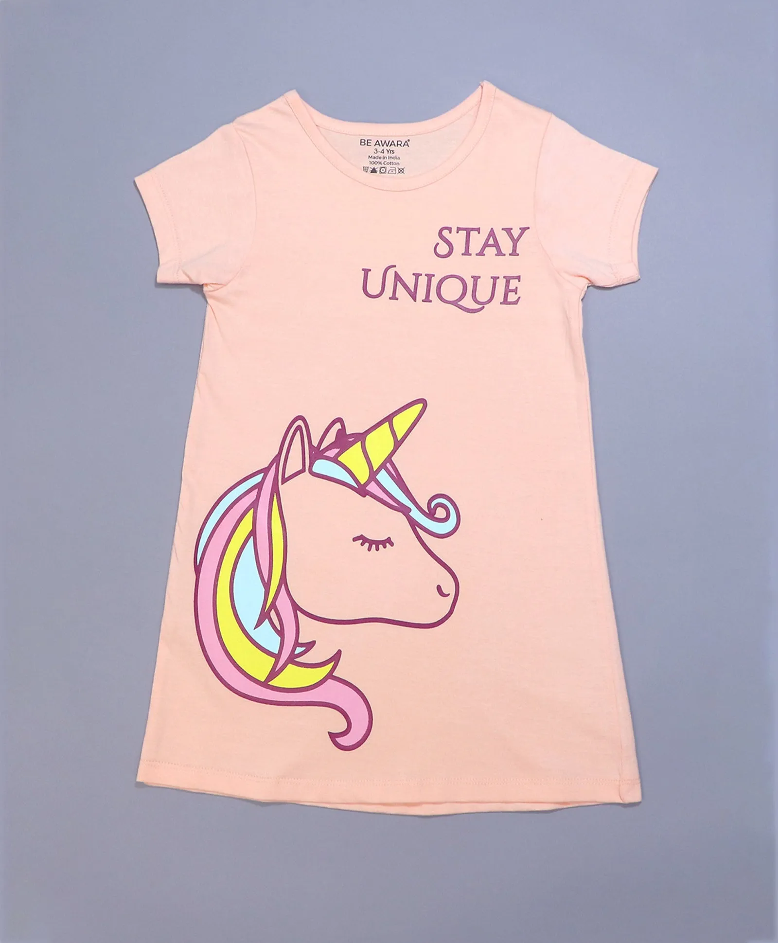 Unicorn Print Girls T-Shirt Dress