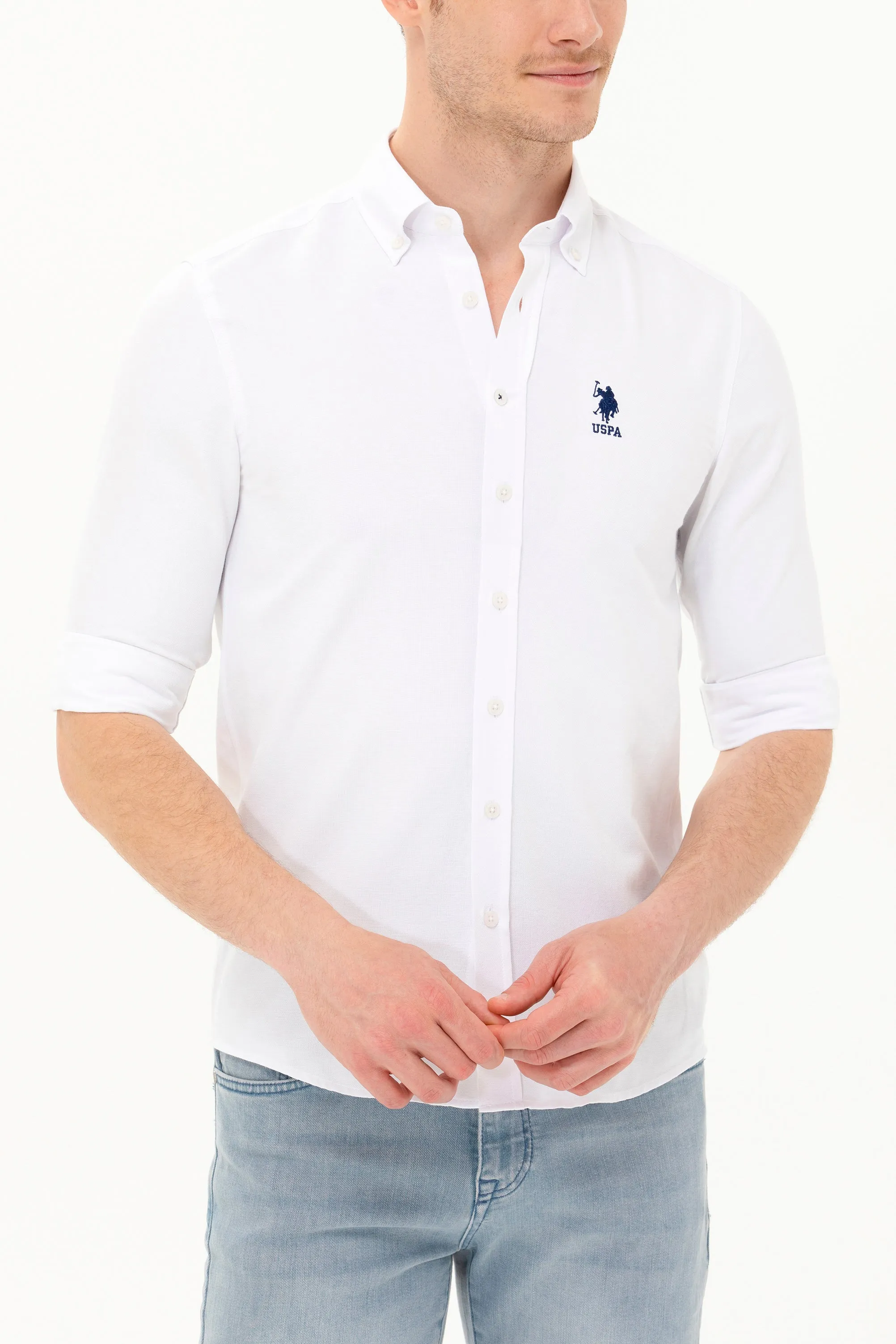 US Polo Assn. Men Shirt Slim White VR013 USPSH292 USPA