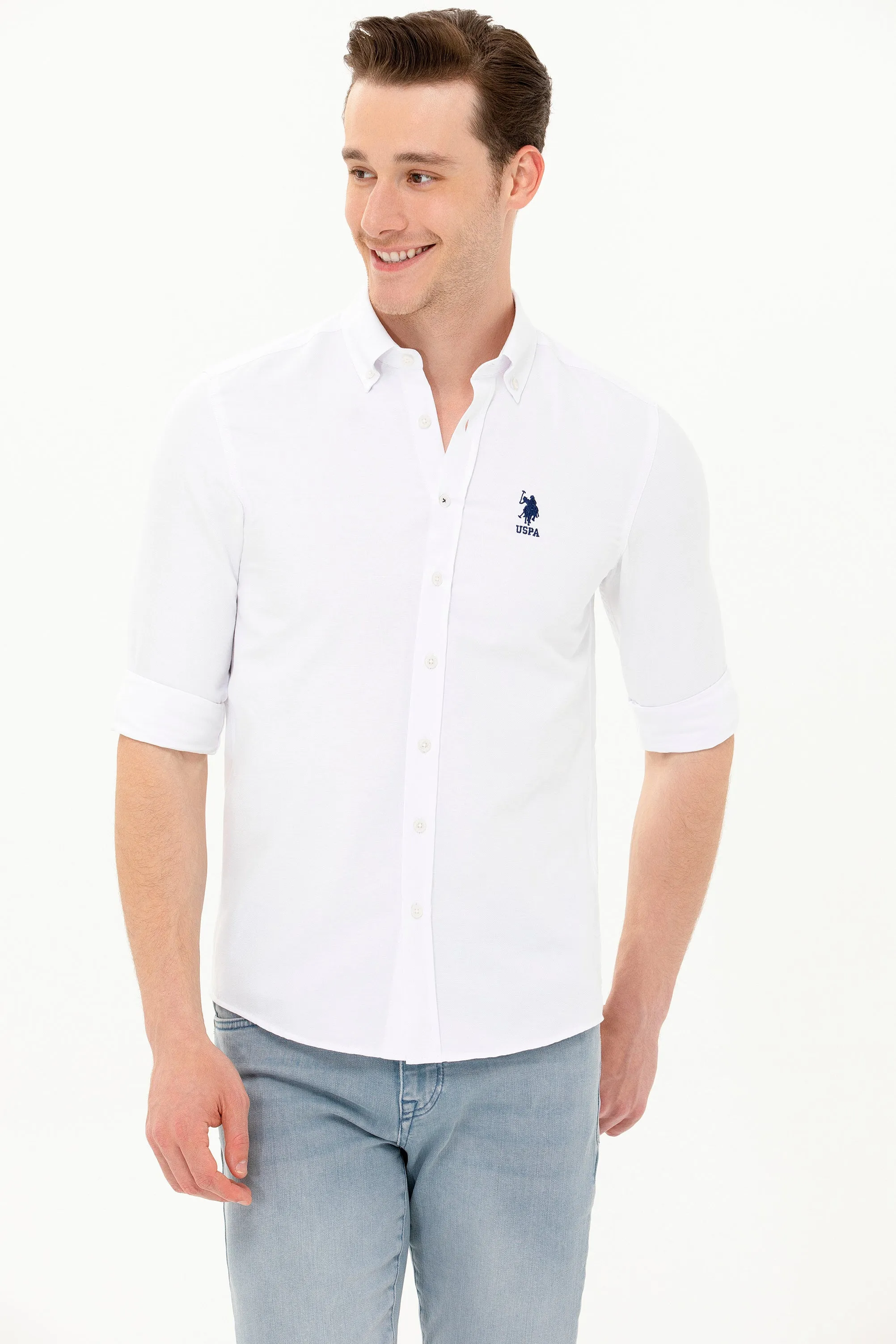 US Polo Assn. Men Shirt Slim White VR013 USPSH292 USPA