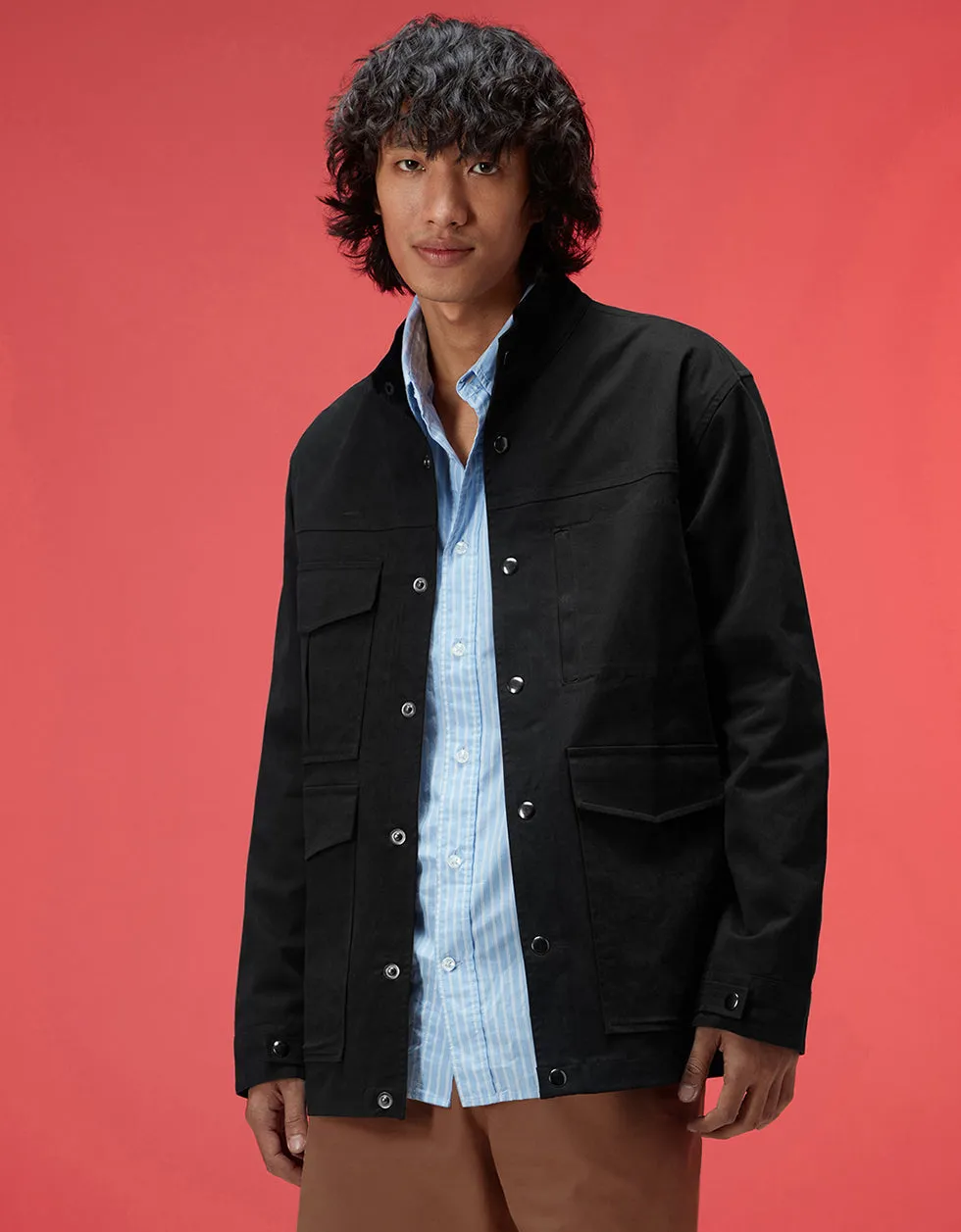 Veirdo Exclusive Black Premium Button Detail Exclusive Shacket