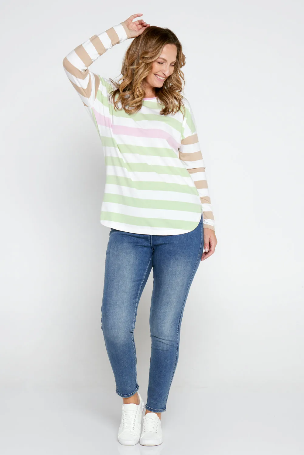 Vista Long Sleeve Tee - Pearl/Pink/Cream