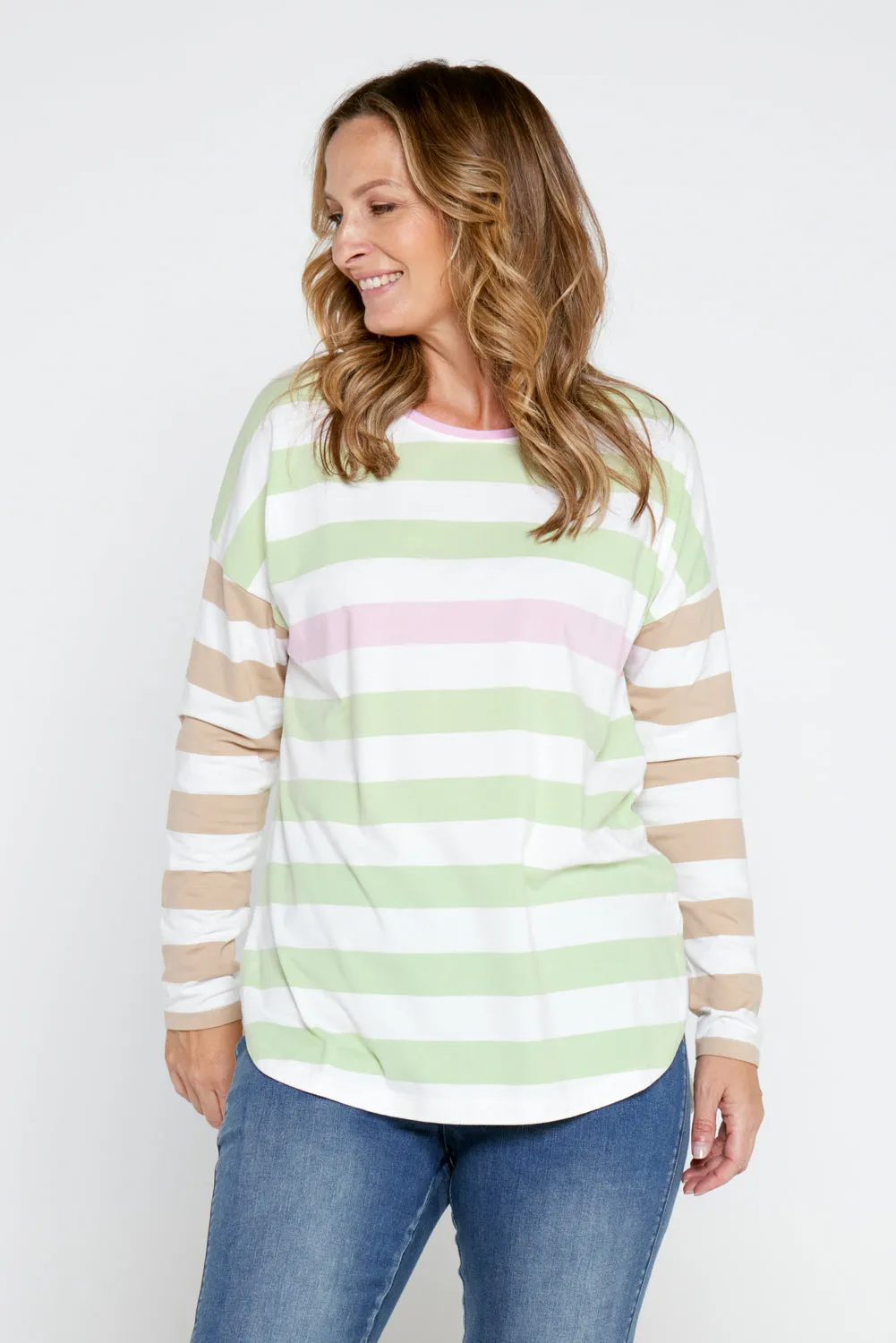 Vista Long Sleeve Tee - Pearl/Pink/Cream