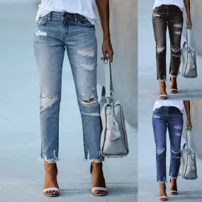 Women Fashion Denim Daily Cutout Pants