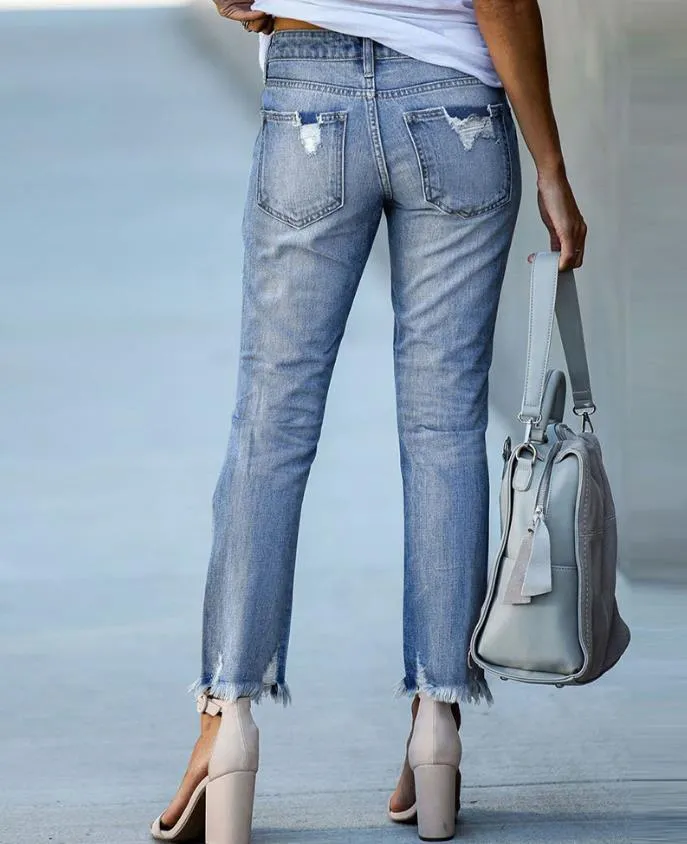 Women Fashion Denim Daily Cutout Pants