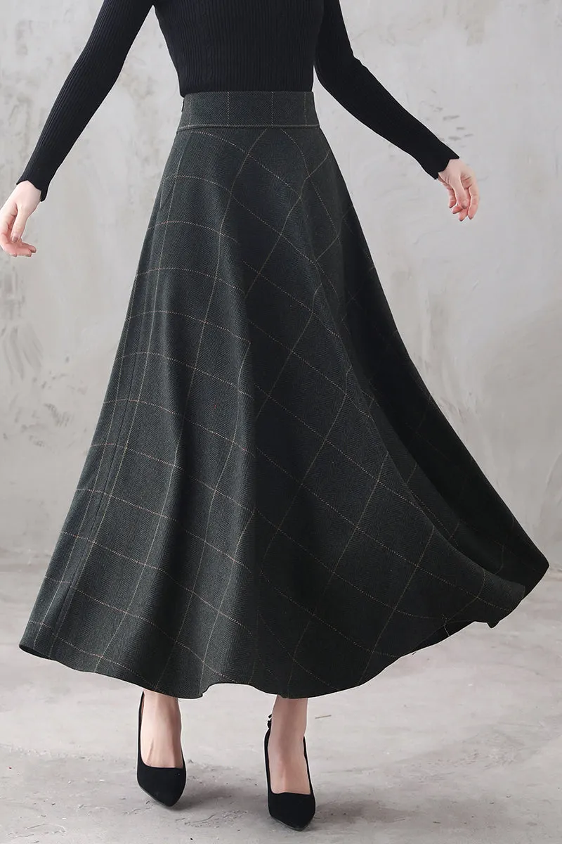 Women Retro Maxi Wool Skirt 3294#