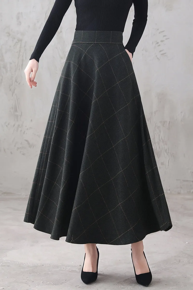 Women Retro Maxi Wool Skirt 3294#