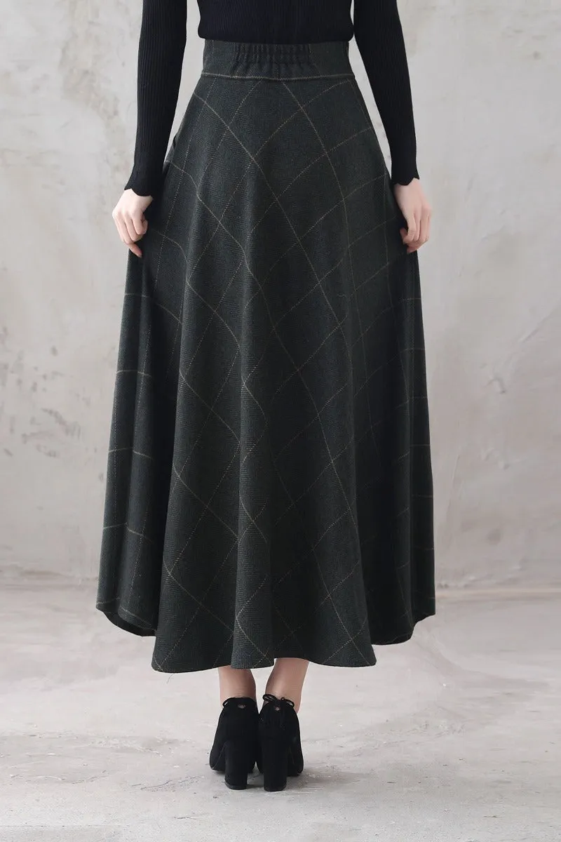 Women Retro Maxi Wool Skirt 3294#