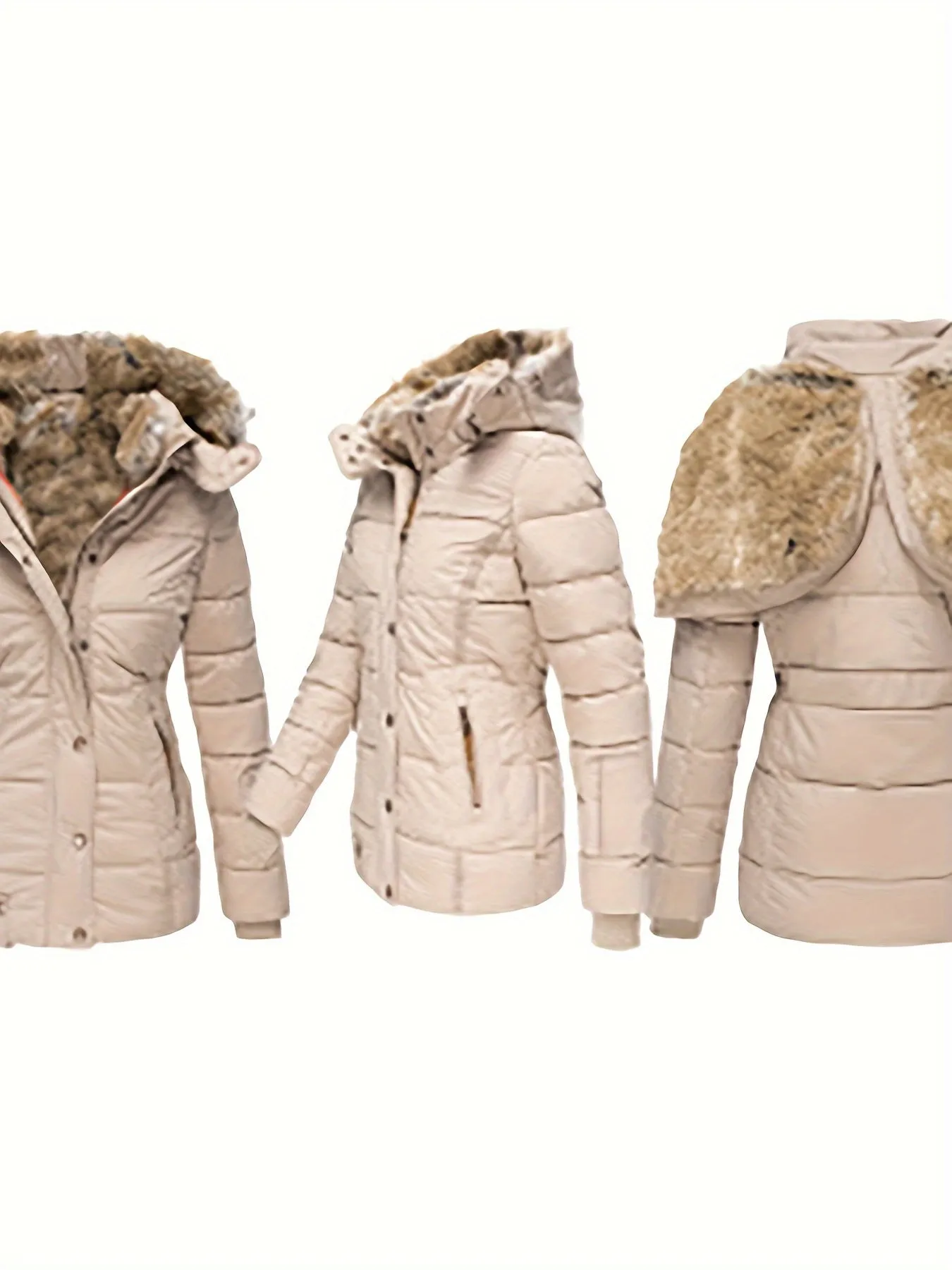 Women's Faux Fur Hooded Coats Warm Puffer Thicken Parka Overcoat Lined Down Jacket Puffer Coats