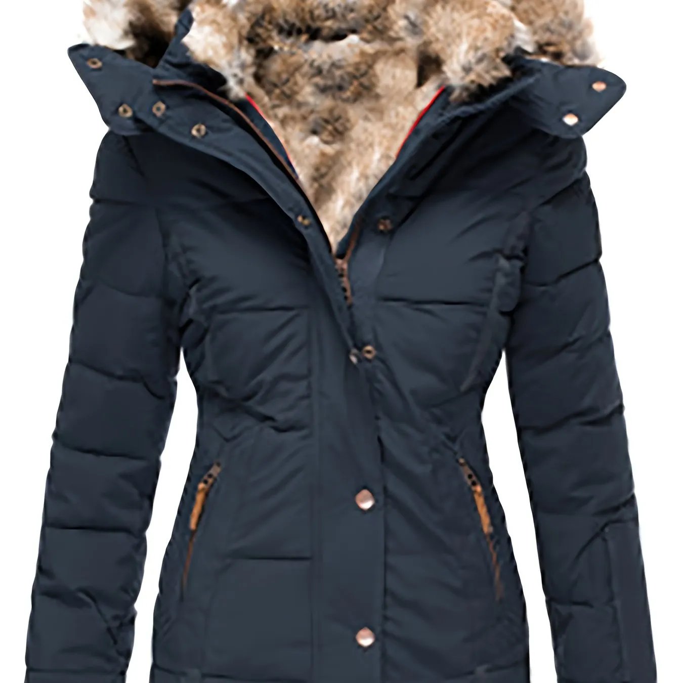 Women's Faux Fur Hooded Coats Warm Puffer Thicken Parka Overcoat Lined Down Jacket Puffer Coats