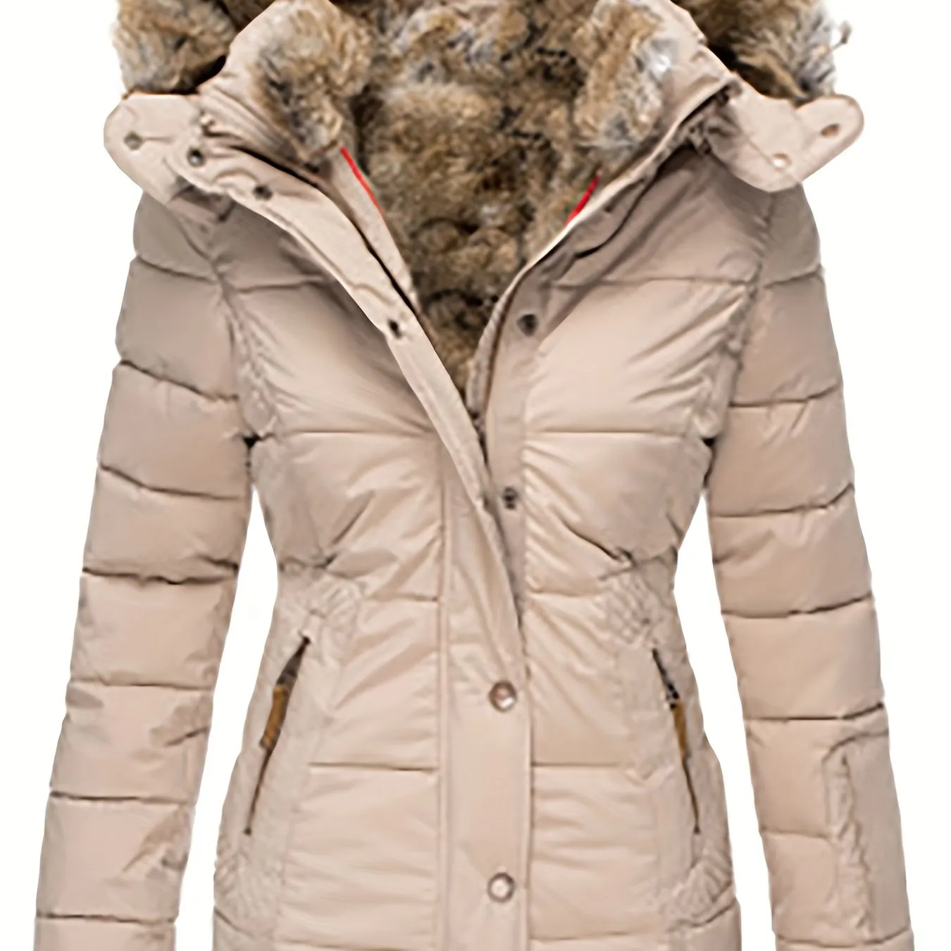 Women's Faux Fur Hooded Coats Warm Puffer Thicken Parka Overcoat Lined Down Jacket Puffer Coats