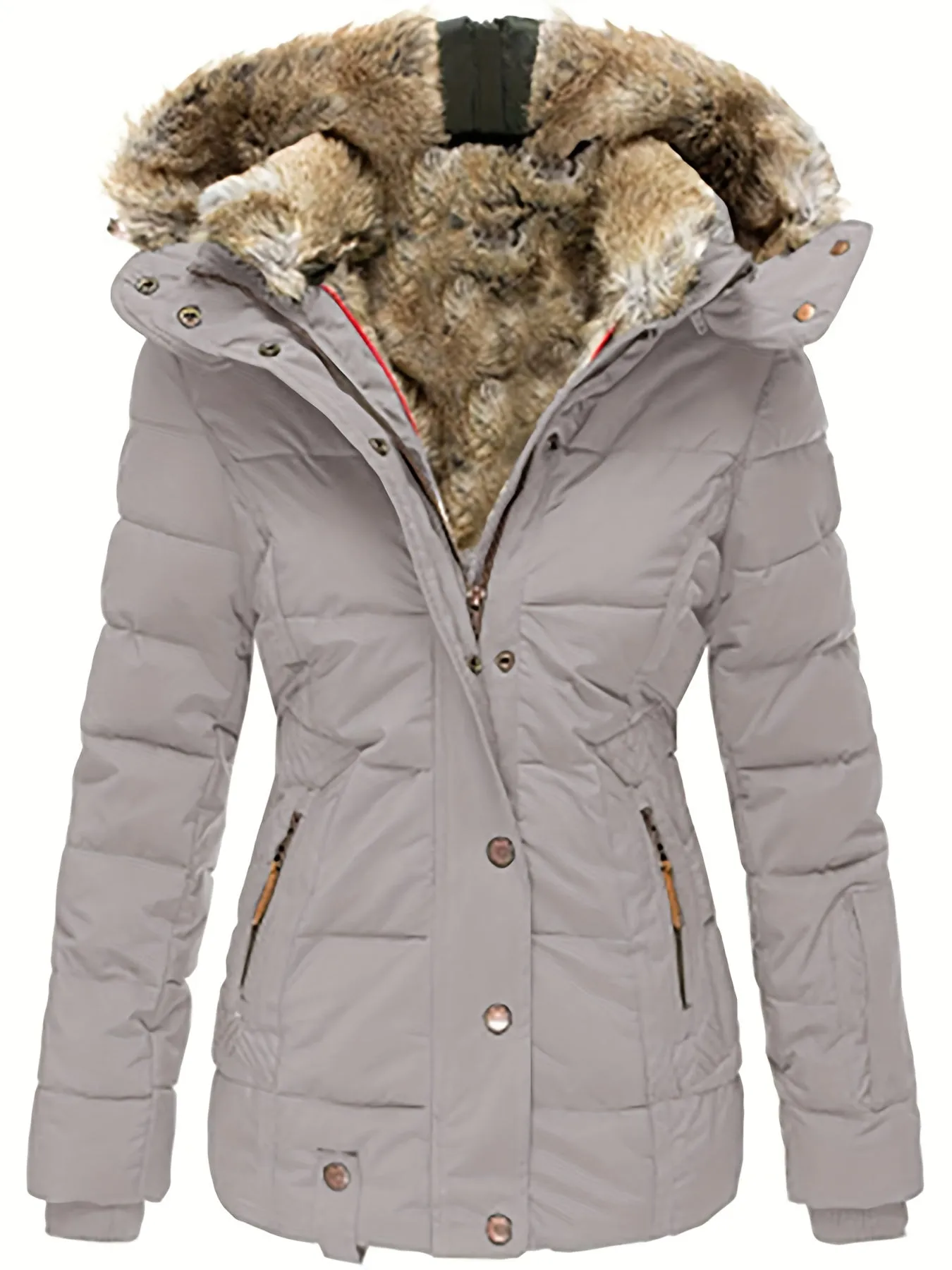 Women's Faux Fur Hooded Coats Warm Puffer Thicken Parka Overcoat Lined Down Jacket Puffer Coats