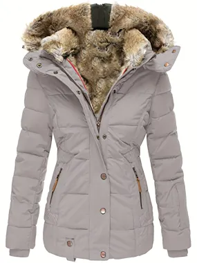 Women's Faux Fur Hooded Coats Warm Puffer Thicken Parka Overcoat Lined Down Jacket Puffer Coats