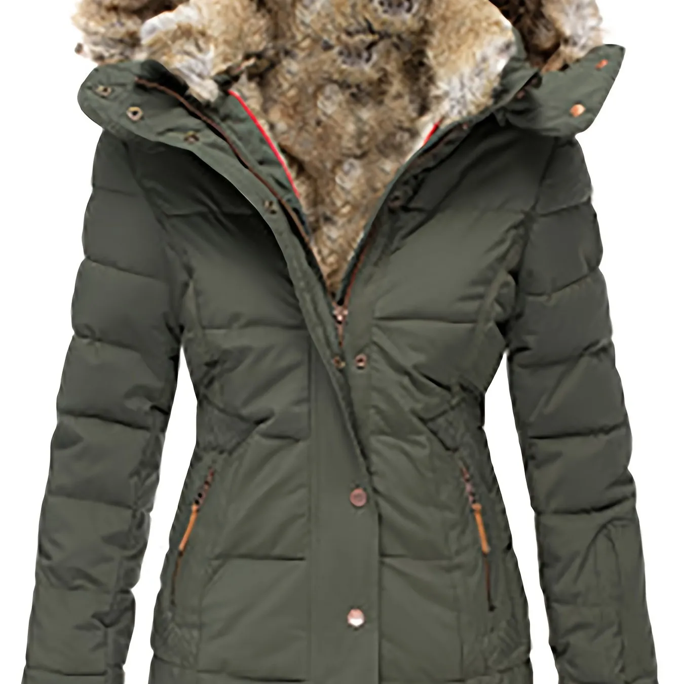 Women's Faux Fur Hooded Coats Warm Puffer Thicken Parka Overcoat Lined Down Jacket Puffer Coats