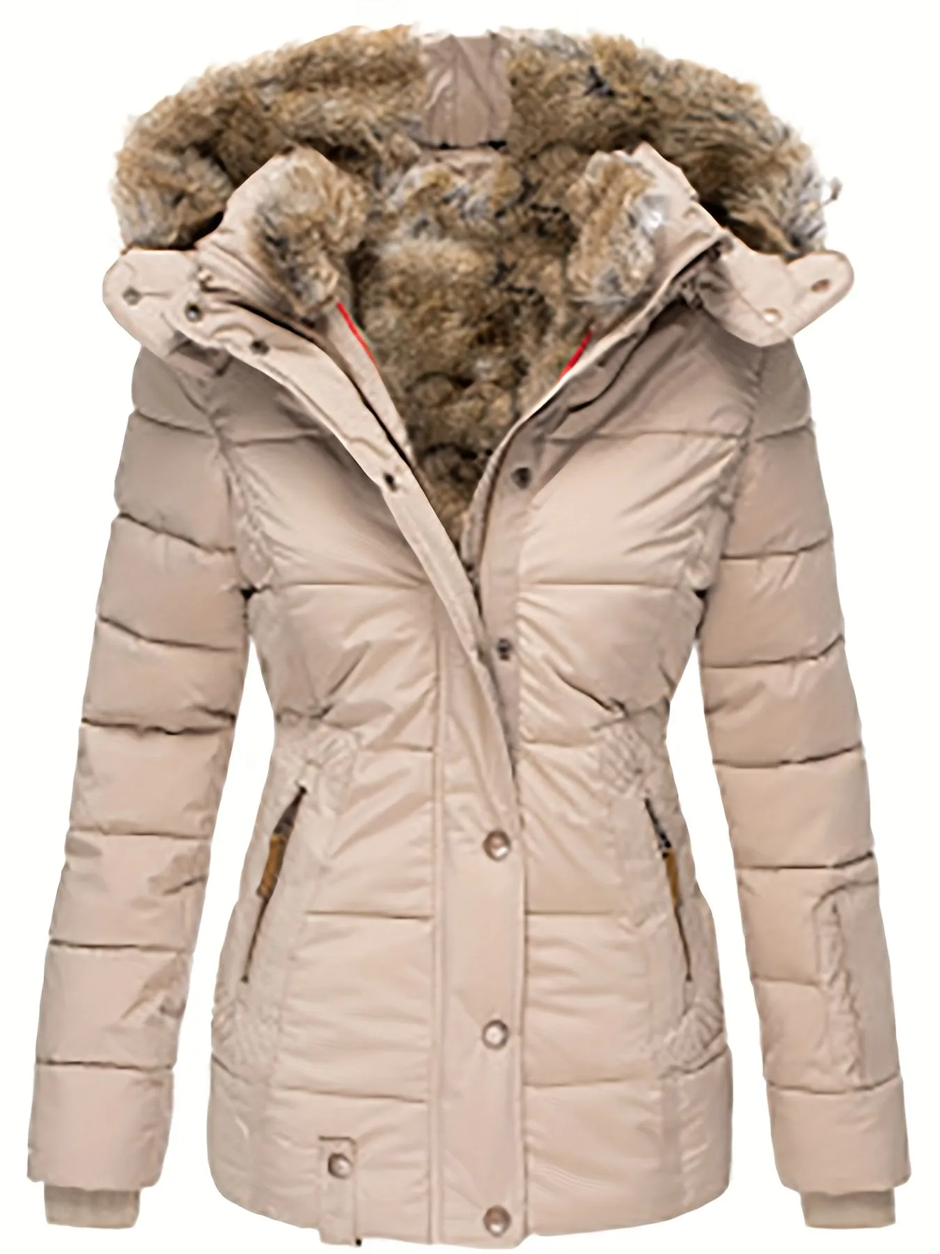 Women's Faux Fur Hooded Coats Warm Puffer Thicken Parka Overcoat Lined Down Jacket Puffer Coats