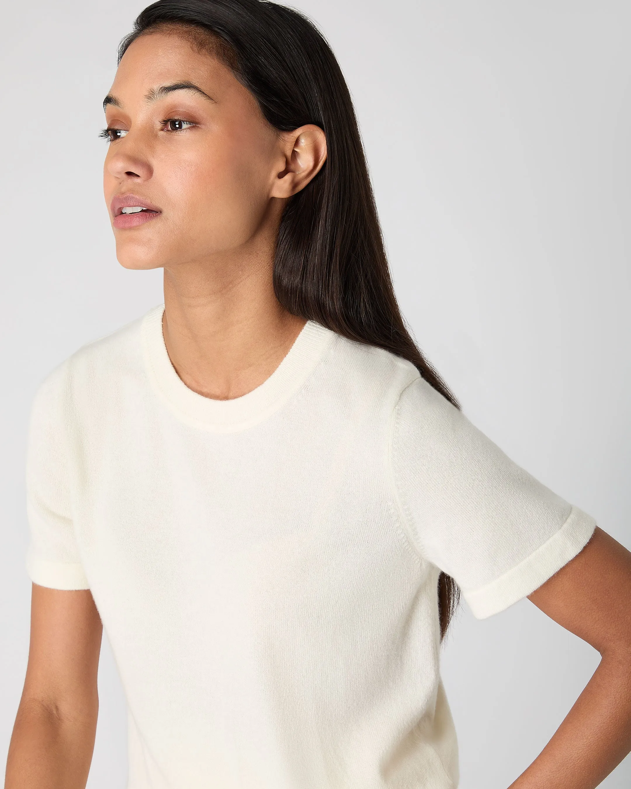 Women's Lottie Cashmere T-Shirt New Ivory White