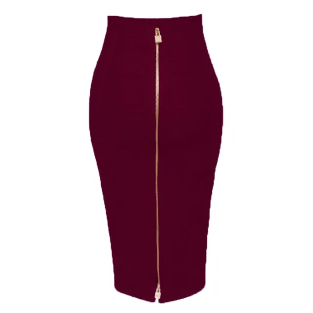 Zipper Bandage Pencil Skirt