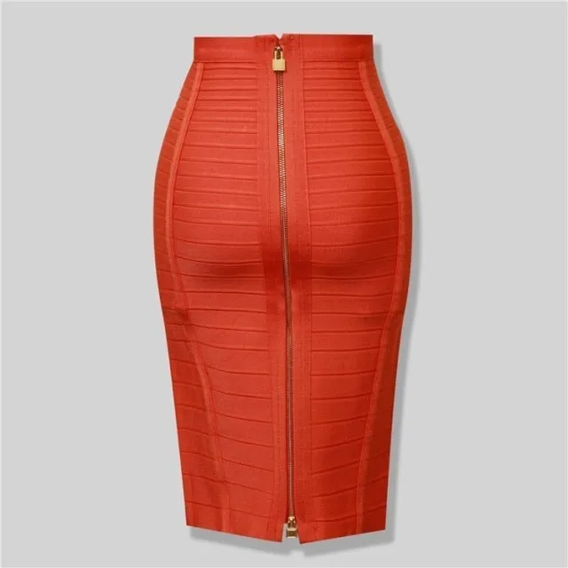 Zipper Bandage Pencil Skirt